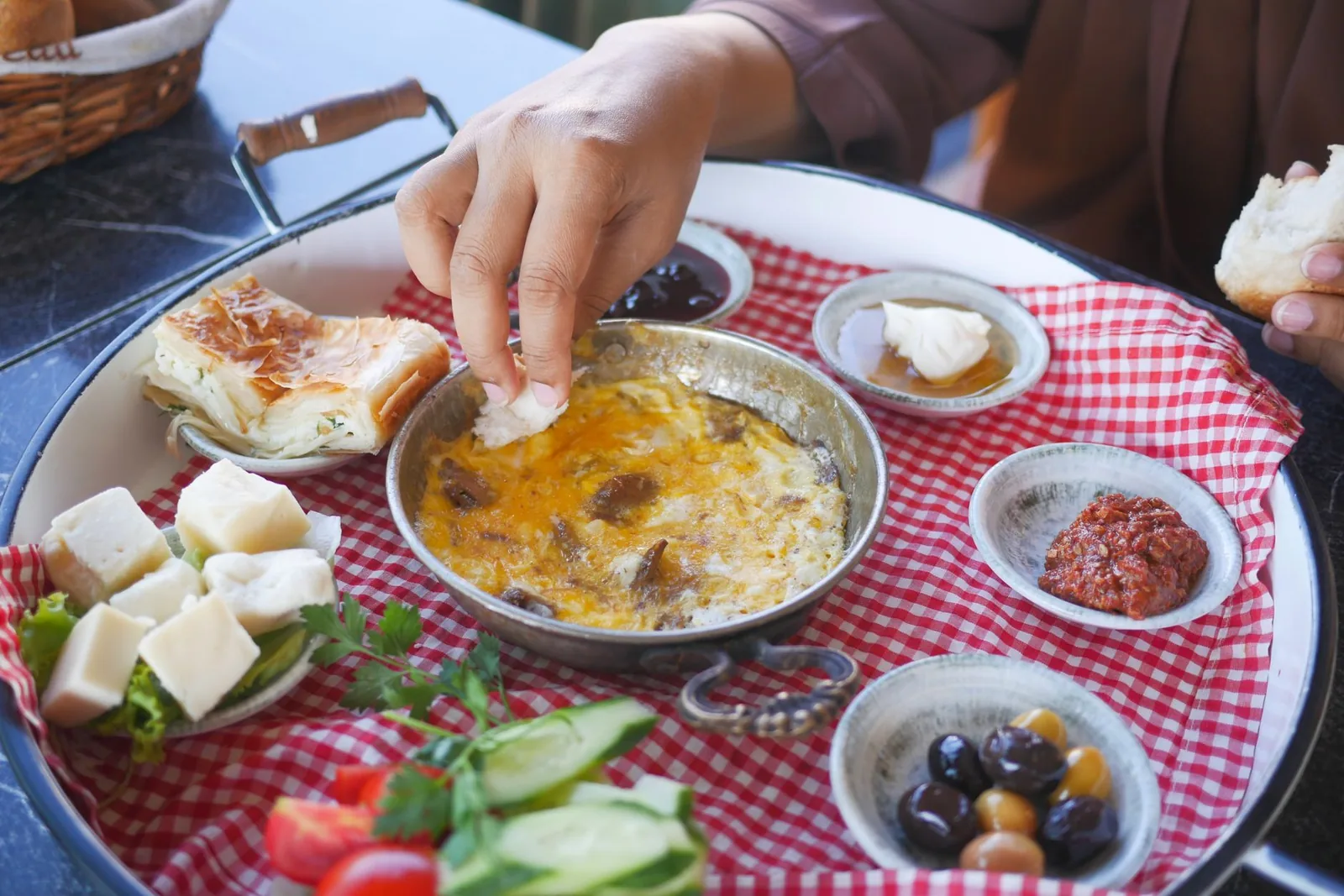 Breakfast table with homemade jams at a boutique hotel near Beyoğlu
