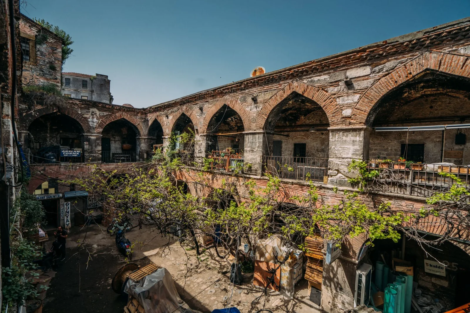 Courtyard garden at a boutique bed and breakfast in Beyoğlu Istanbul