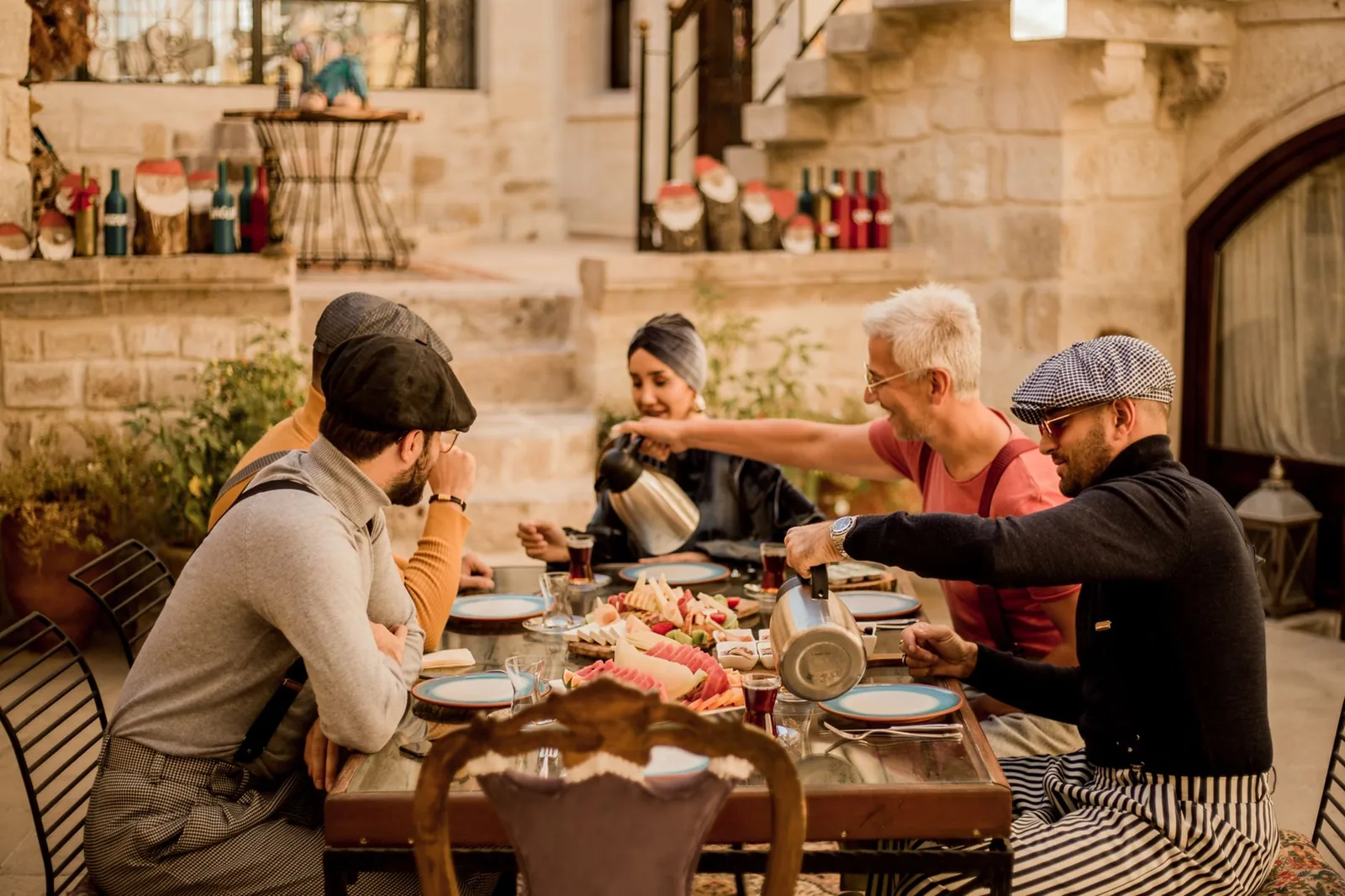 beyoglu design hotel courtyard breakfast setting in Çukurcuma