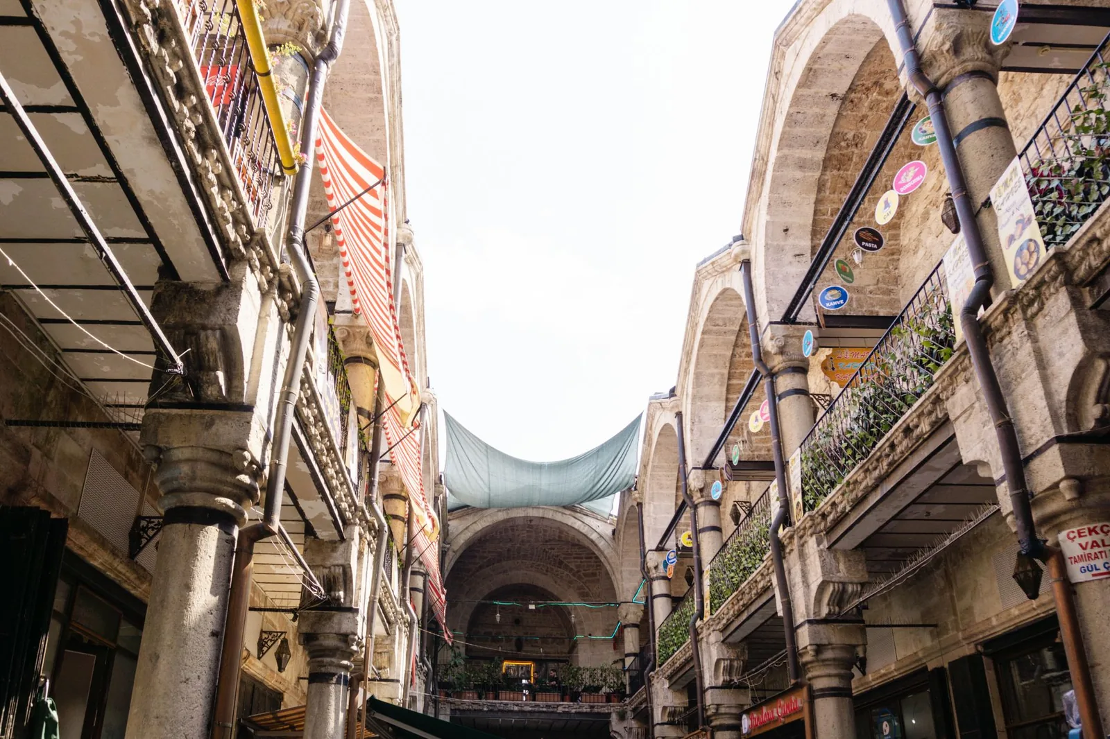 Antique hotel Beyoğlu courtyard with vintage decor near Çukurcuma
