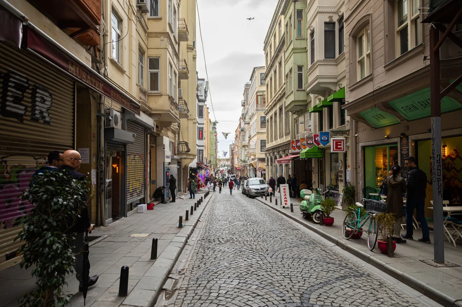 cihangir design hotel courtyard and historic facade in Çukurcuma