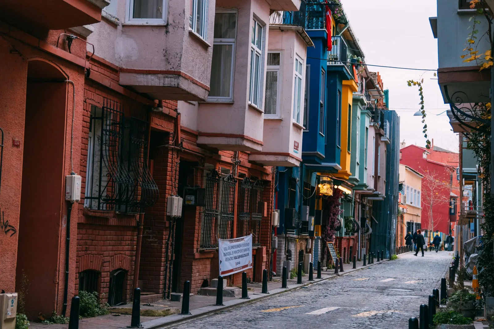 Galata neighborhood travel guide cobblestone street lined with old houses