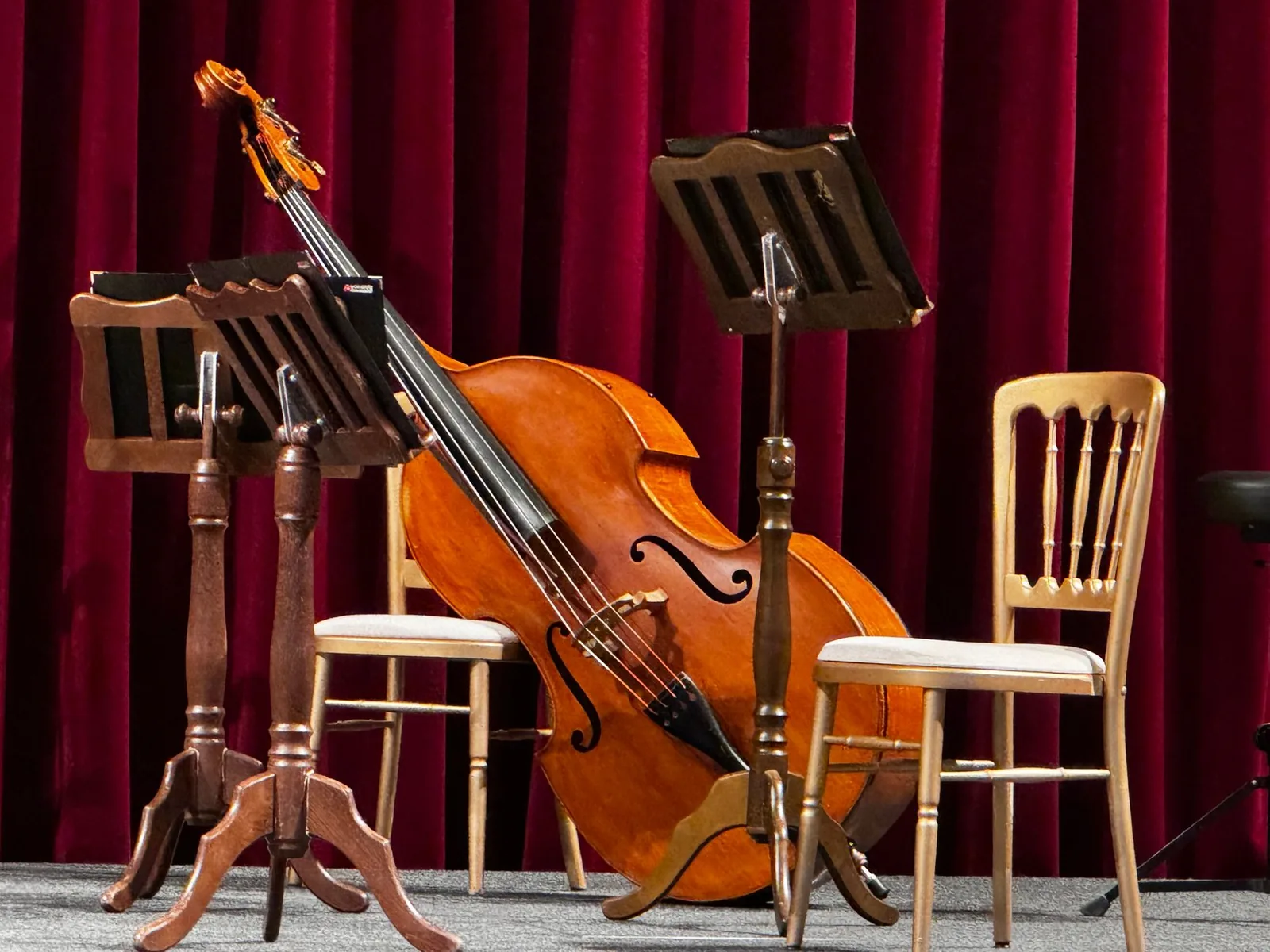 Elegant concert hall stage set for a classical performance